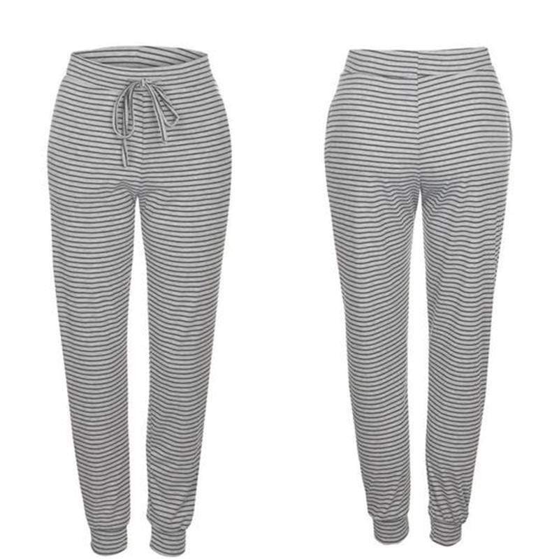 Casual Comfort Belt Stipped Pants